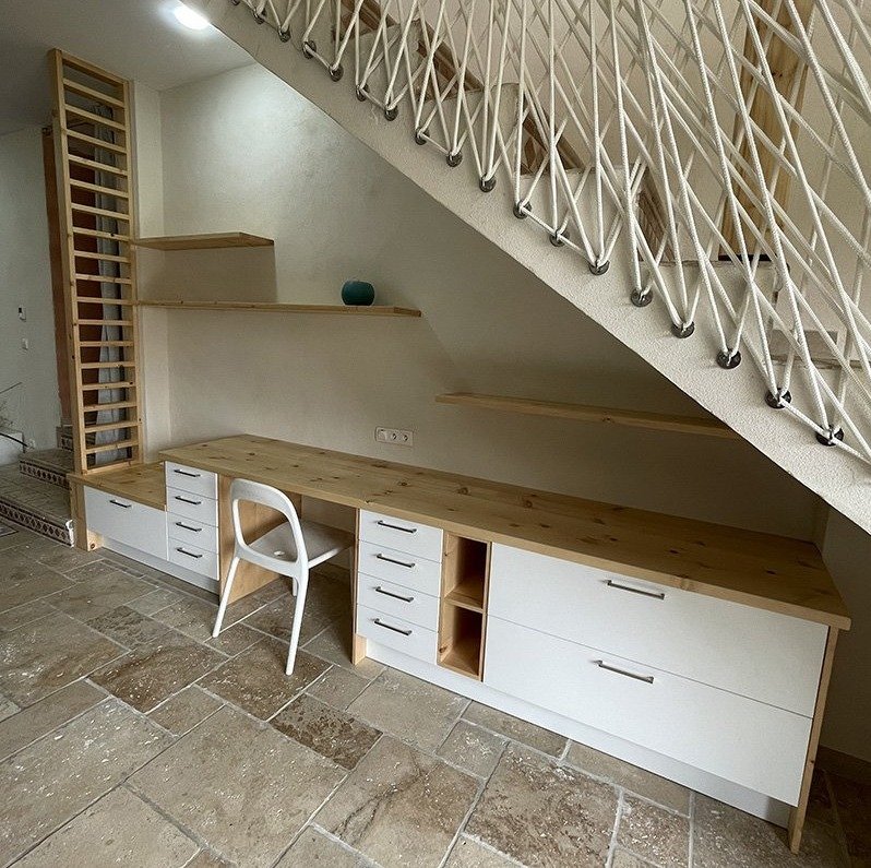 Agencement cuisine bois massif - Meubles Marrou